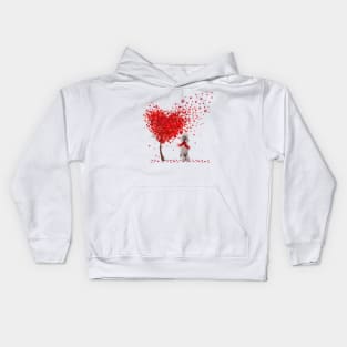 Valentine's Day Heart Tree Love White Standard Poodle Kids Hoodie